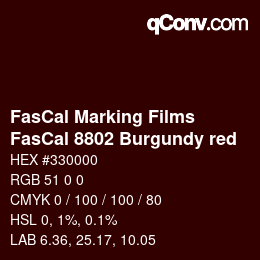 Farbcode: FasCal Marking Films - FasCal 8802 Burgundy red | qconv.com