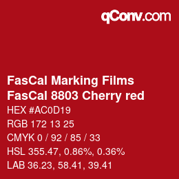 Farbcode: FasCal Marking Films - FasCal 8803 Cherry red | qconv.com