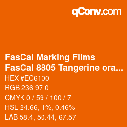 Farbcode: FasCal Marking Films - FasCal 8805 Tangerine orange | qconv.com