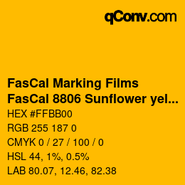 Farbcode: FasCal Marking Films - FasCal 8806 Sunflower yellow | qconv.com