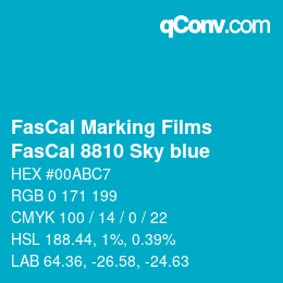 Farbcode: FasCal Marking Films - FasCal 8810 Sky blue | qconv.com