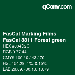 Farbcode: FasCal Marking Films - FasCal 8811 Forest green | qconv.com