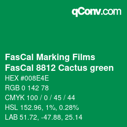 Código de color: FasCal Marking Films - FasCal 8812 Cactus green | qconv.com