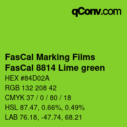 Código de color: FasCal Marking Films - FasCal 8814 Lime green | qconv.com