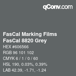 Farbcode: FasCal Marking Films - FasCal 8820 Grey | qconv.com