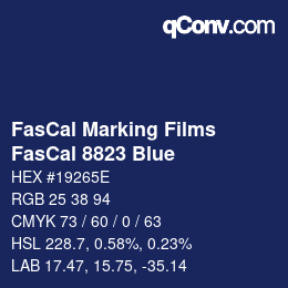 Código de color: FasCal Marking Films - FasCal 8823 Blue | qconv.com