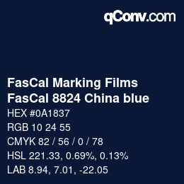 Farbcode: FasCal Marking Films - FasCal 8824 China blue | qconv.com