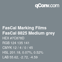 Color code: FasCal Marking Films - FasCal 8825 Medium grey | qconv.com