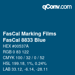 カラーコード: FasCal Marking Films - FasCal 8833 Blue | qconv.com