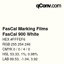 カラーコード: FasCal Marking Films - FasCal 900 White | qconv.com