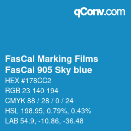 Farbcode: FasCal Marking Films - FasCal 905 Sky blue | qconv.com