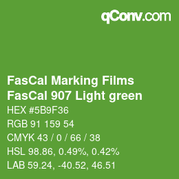 Farbcode: FasCal Marking Films - FasCal 907 Light green | qconv.com