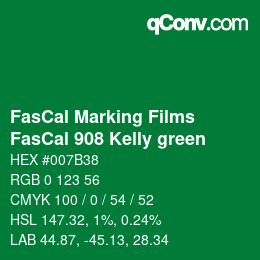 Farbcode: FasCal Marking Films - FasCal 908 Kelly green | qconv.com