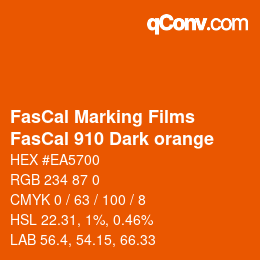 Farbcode: FasCal Marking Films - FasCal 910 Dark orange | qconv.com