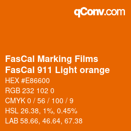 Farbcode: FasCal Marking Films - FasCal 911 Light orange | qconv.com