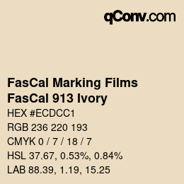 Código de color: FasCal Marking Films - FasCal 913 Ivory | qconv.com