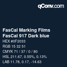 Code couleur: FasCal Marking Films - FasCal 917 Dark blue | qconv.com