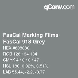 Código de color: FasCal Marking Films - FasCal 918 Grey | qconv.com