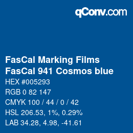 Farbcode: FasCal Marking Films - FasCal 941 Cosmos blue | qconv.com