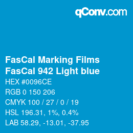 Farbcode: FasCal Marking Films - FasCal 942 Light blue | qconv.com