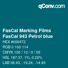 Farbcode: FasCal Marking Films - FasCal 943 Petrol blue | qconv.com