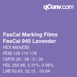 Código de color: FasCal Marking Films - FasCal 945 Lavender | qconv.com