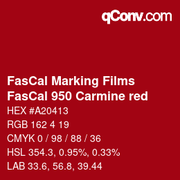 Farbcode: FasCal Marking Films - FasCal 950 Carmine red | qconv.com