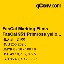 カラーコード: FasCal Marking Films - FasCal 951 Primrose yellow | qconv.com