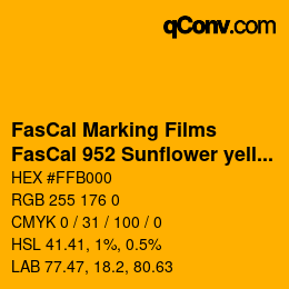 Farbcode: FasCal Marking Films - FasCal 952 Sunflower yellow | qconv.com