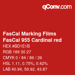 Farbcode: FasCal Marking Films - FasCal 955 Cardinal red | qconv.com