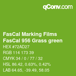 Farbcode: FasCal Marking Films - FasCal 956 Grass green | qconv.com