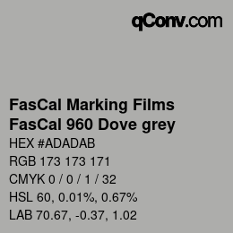 カラーコード: FasCal Marking Films - FasCal 960 Dove grey | qconv.com