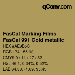 Farbcode: FasCal Marking Films - FasCal 991 Gold metallic | qconv.com