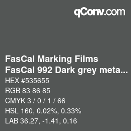 Código de color: FasCal Marking Films - FasCal 992 Dark grey metallic | qconv.com