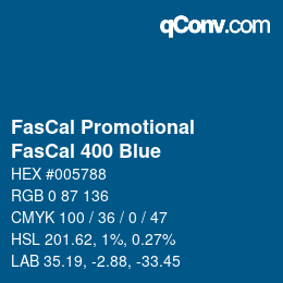 Code couleur: FasCal Promotional - FasCal 400 Blue | qconv.com