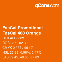 カラーコード: FasCal Promotional - FasCal 400 Orange | qconv.com