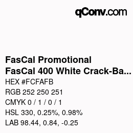 Código de color: FasCal Promotional - FasCal 400 White Crack-Back | qconv.com