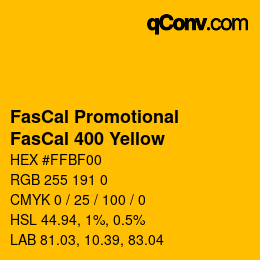 Código de color: FasCal Promotional - FasCal 400 Yellow | qconv.com