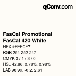 Farbcode: FasCal Promotional - FasCal 420 White | qconv.com