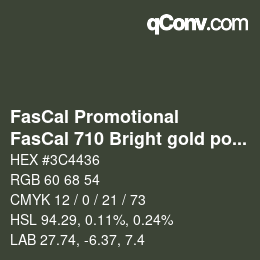 Código de color: FasCal Promotional - FasCal 710 Bright gold polyester | qconv.com