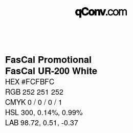 カラーコード: FasCal Promotional - FasCal UR-200 White | qconv.com