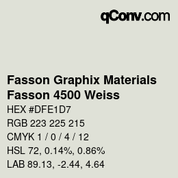 カラーコード: Fasson Graphix Materials - Fasson 4500 Weiss | qconv.com