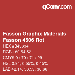 カラーコード: Fasson Graphix Materials - Fasson 4506 Rot | qconv.com