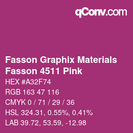 カラーコード: Fasson Graphix Materials - Fasson 4511 Pink | qconv.com