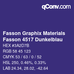 Código de color: Fasson Graphix Materials - Fasson 4517 Dunkelblau | qconv.com