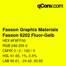 Código de color: Fasson Graphix Materials - Fasson 6202 Fluor-Gelb | qconv.com