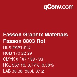 Código de color: Fasson Graphix Materials - Fasson 8803 Rot | qconv.com