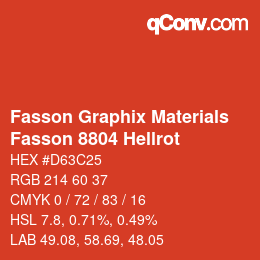 カラーコード: Fasson Graphix Materials - Fasson 8804 Hellrot | qconv.com