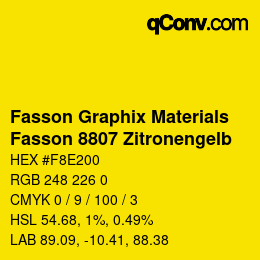 カラーコード: Fasson Graphix Materials - Fasson 8807 Zitronengelb | qconv.com