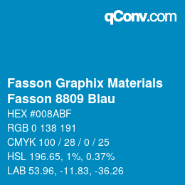 カラーコード: Fasson Graphix Materials - Fasson 8809 Blau | qconv.com